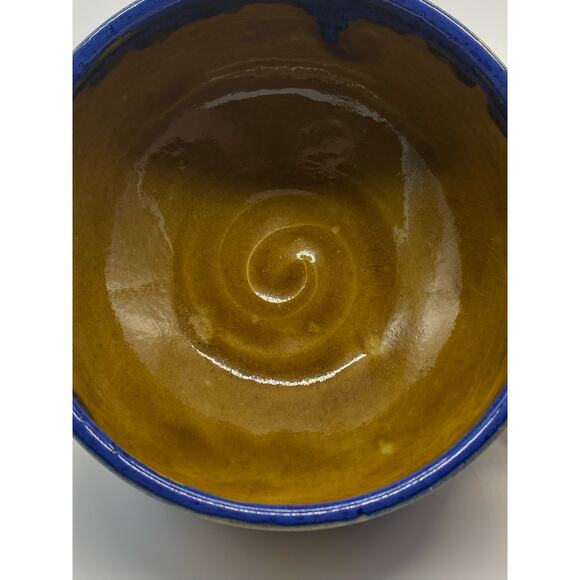 Studio Pottery Bowl gold and blue - Picture 2 of 6